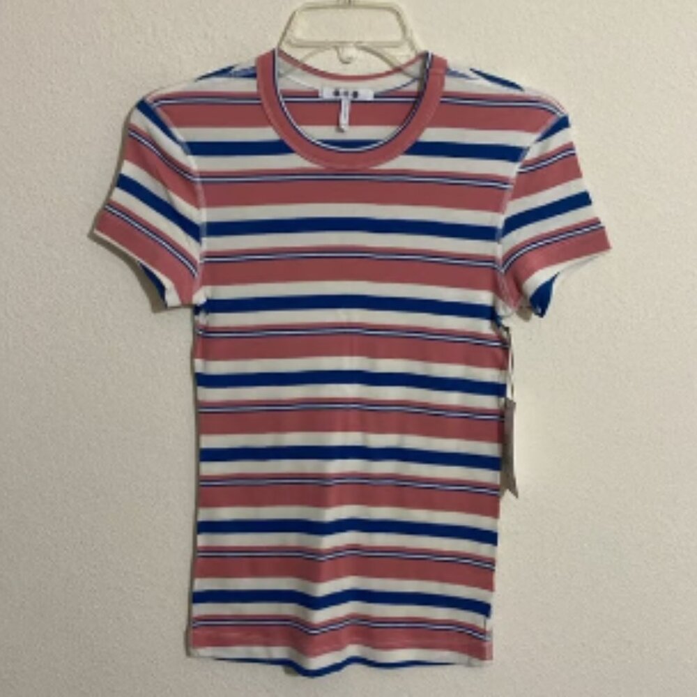 THREE DOTS Crew Tee Stripe Short Sleeve T-Shirt Women's Size XS